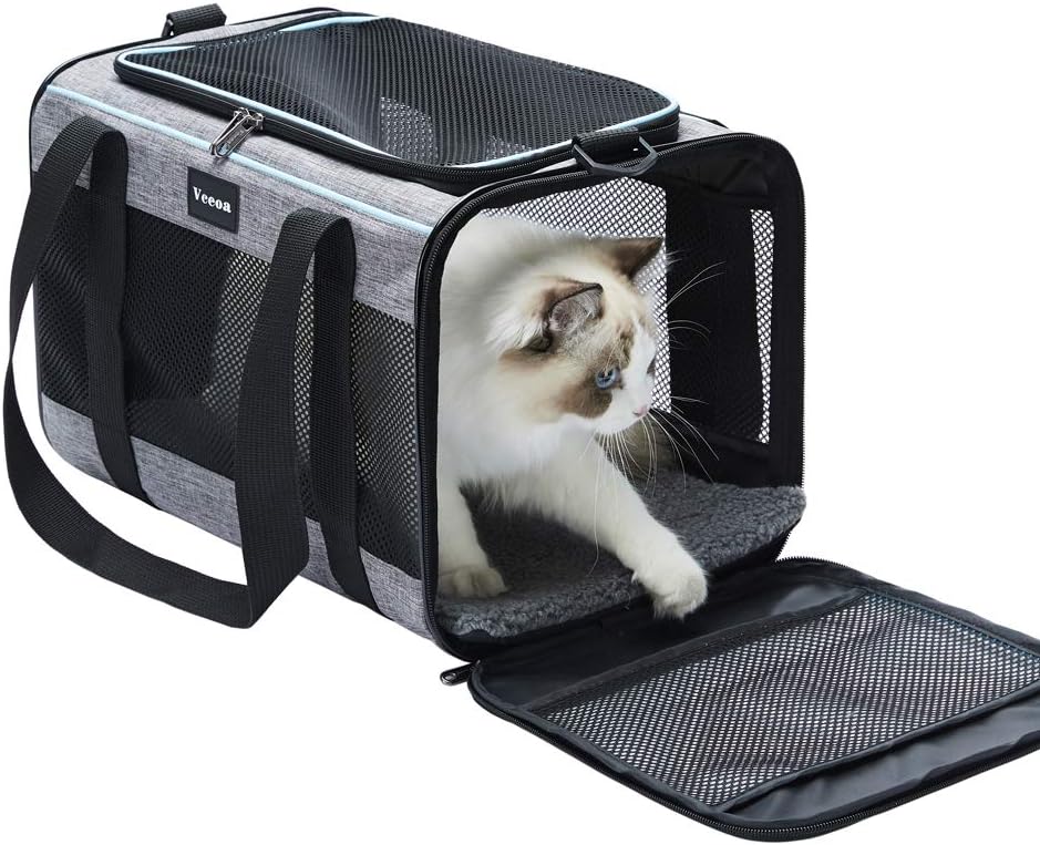 Vceoa 17.5″x11″x11″ Pet Carrier for Cats