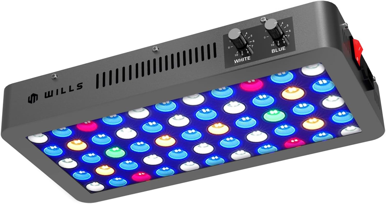 Wills Aquarium Light, 100W Full Spectrum LED Reef Lights, 16″x8″x2.4″