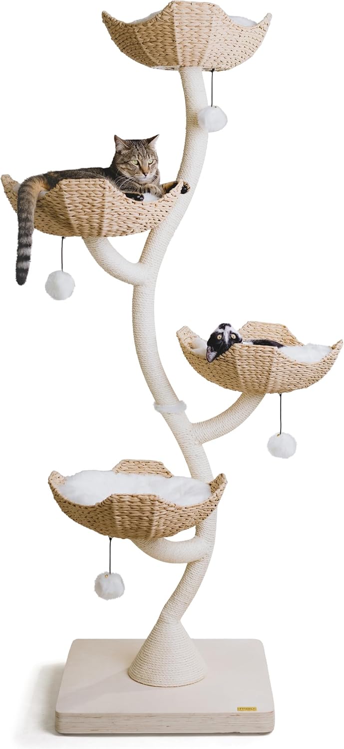 Mau – 73″ Modern Cat Tree Tower for Large Cats, Tall Luxury Cat Condo