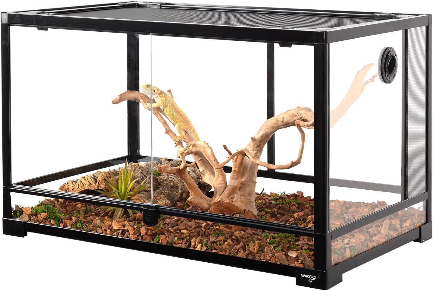 WACOOL Tempered Glass 40 Gallon Reptile Tank, Front Opening Reptile Terrarium 30″ x 18″ x 18″ for Bearded Dragon Gecko Lizard, Top Screen Ventilation & Anti Escape Lid