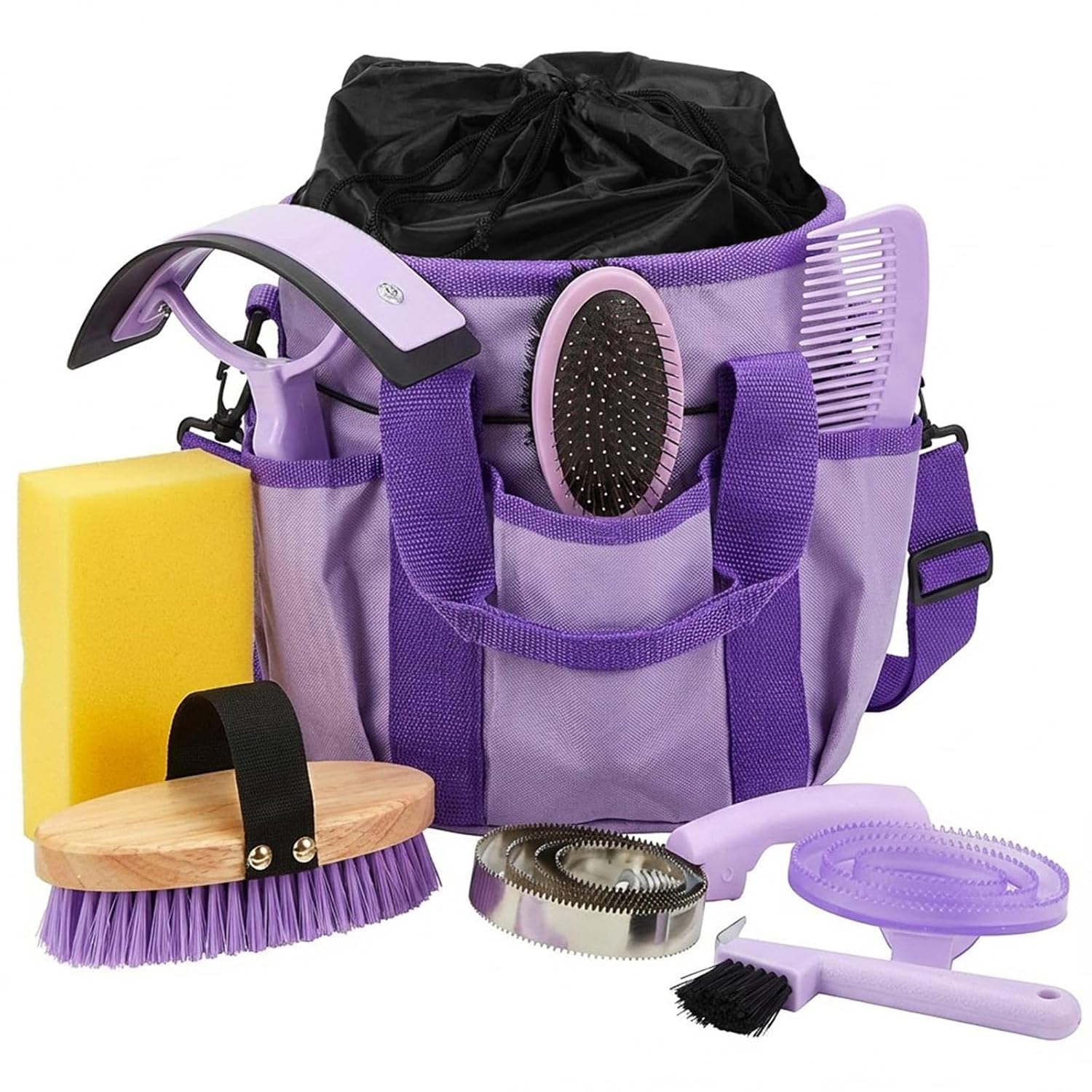 Cunhill 9 Pcs Horse Grooming Kit Tack Room Supplies, Classic, Purple