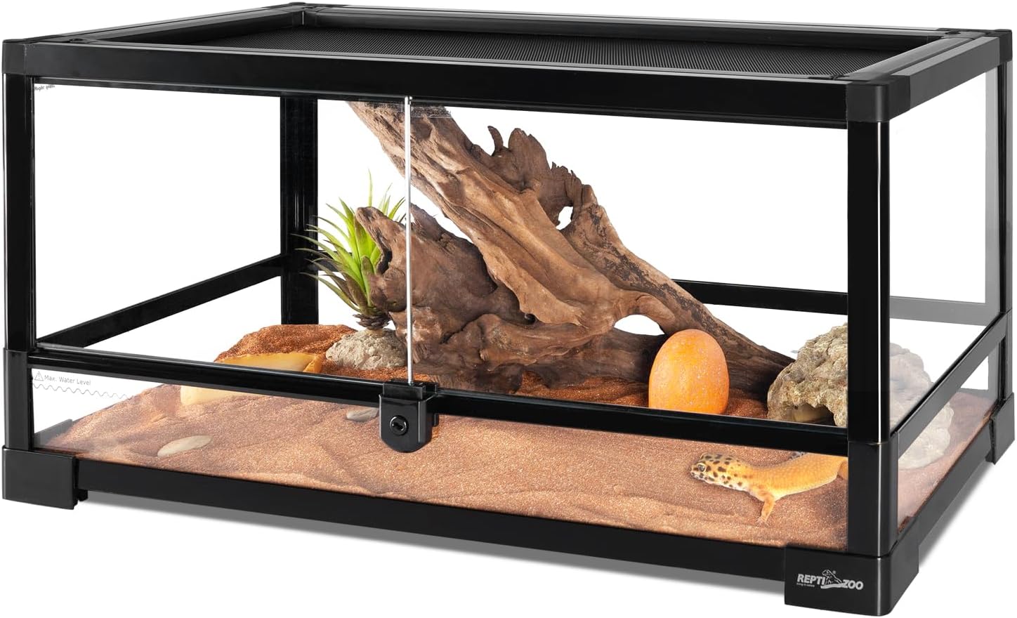 REPTIZOO Reptile Terrarium 24″ X 12″ X 12″, 15 Gallon Glass Reptile Tank with Double Hinge Door Top Screen Ventilation, Easy Assembly Front Opening Terrarium Habitat
