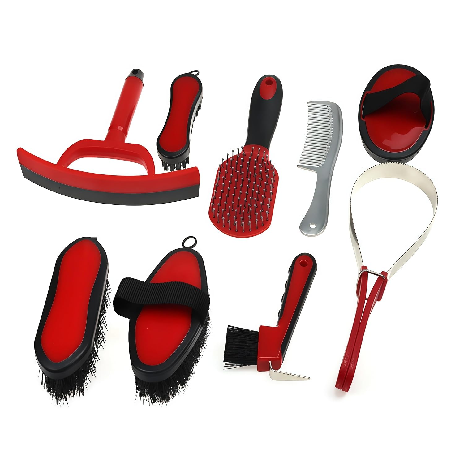 9 Piece Horse Brush Set – Horses Hair Brushes for Grooming, Curry Comb, Horse Grooming Kit Supplies with Tote, Equestrian Equipment, Gifts for Horses Lovers
