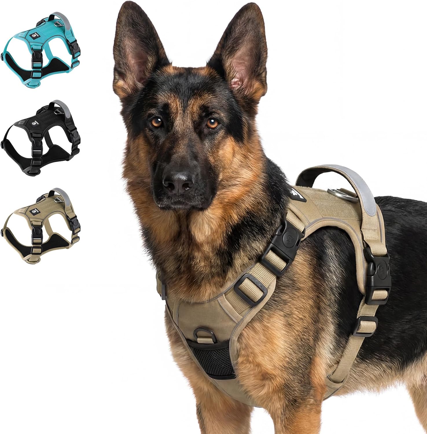 Tactical Dog Harness for Medium Dogs, Reflective No Pull Vest with Handle