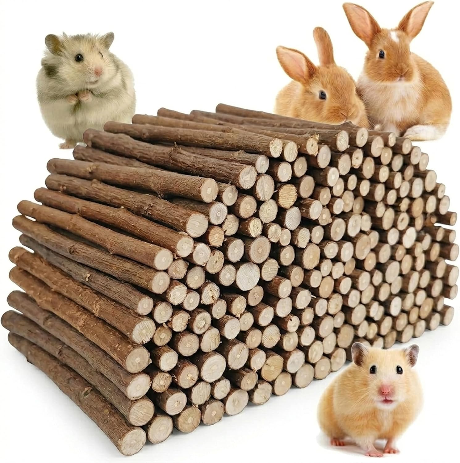Jorewood 1 LB (16oz) Natural Apple Wood Chew Sticks for Rabbits, Hamsters, Chinchillas – Extra Hard Teeth Grinding Toy | Untreated, Safe & Long-Lasting Rodent Chews