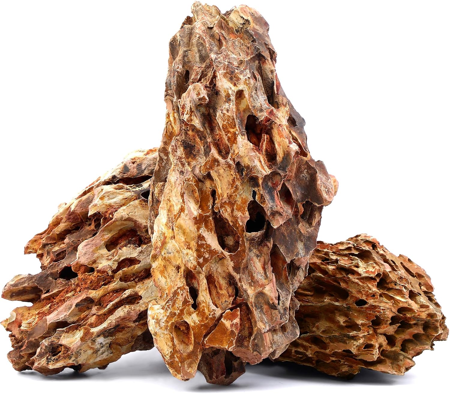 10.0-12.0 Inches Natural Dragon Stone, 3 PCS Extra Large Aquarium Rocks for Aquascaping, Terrariums, Reptile Tanks & Aquarium Décor