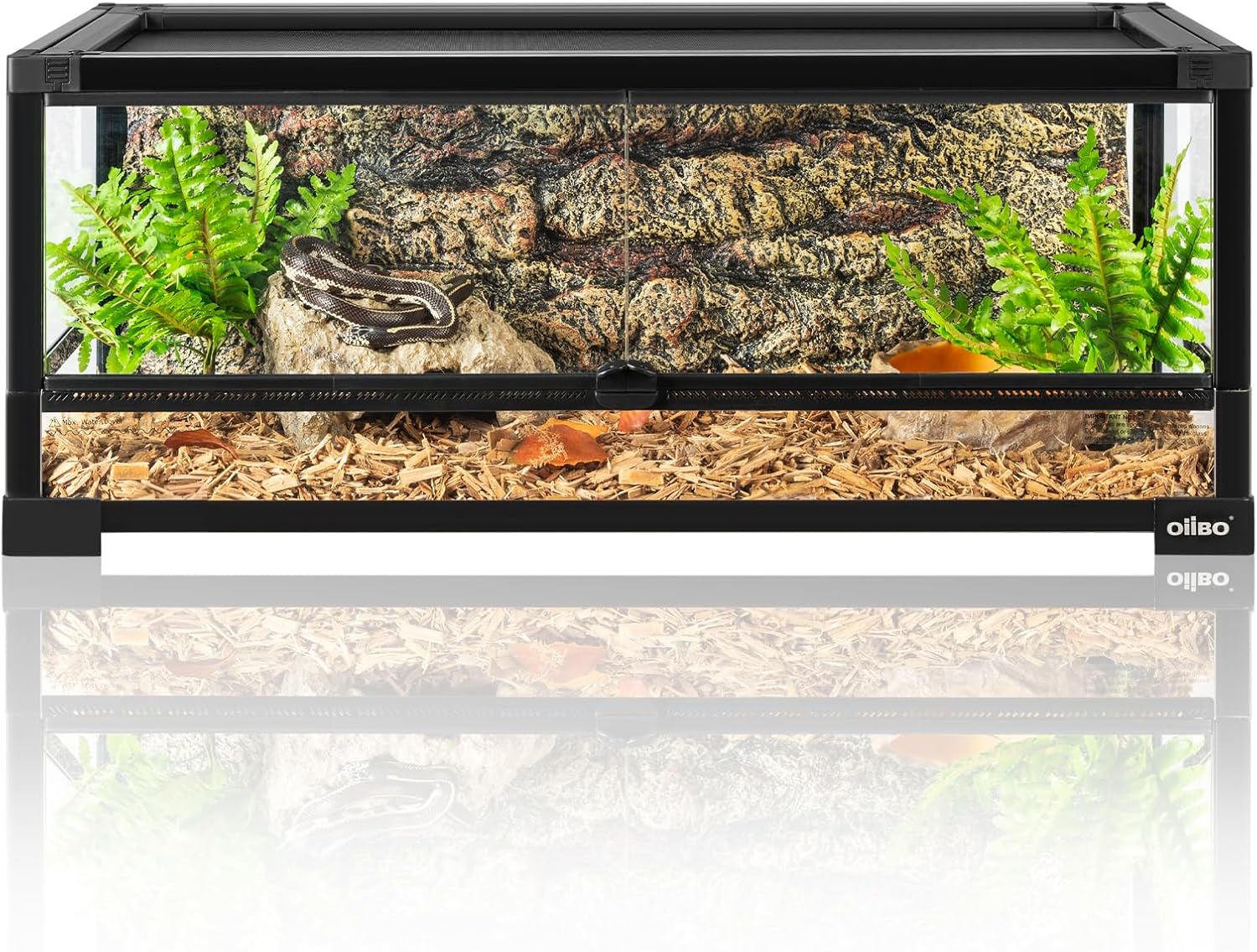 20 Gallon Tempered Glass Reptile Tank, 30″ x 12″ x 12″ Reptile Terrarium with Sliding Door Top Screen Ventilation, Front Opening Reptile Enclosure for Lizard,Gecko,Chameleon
