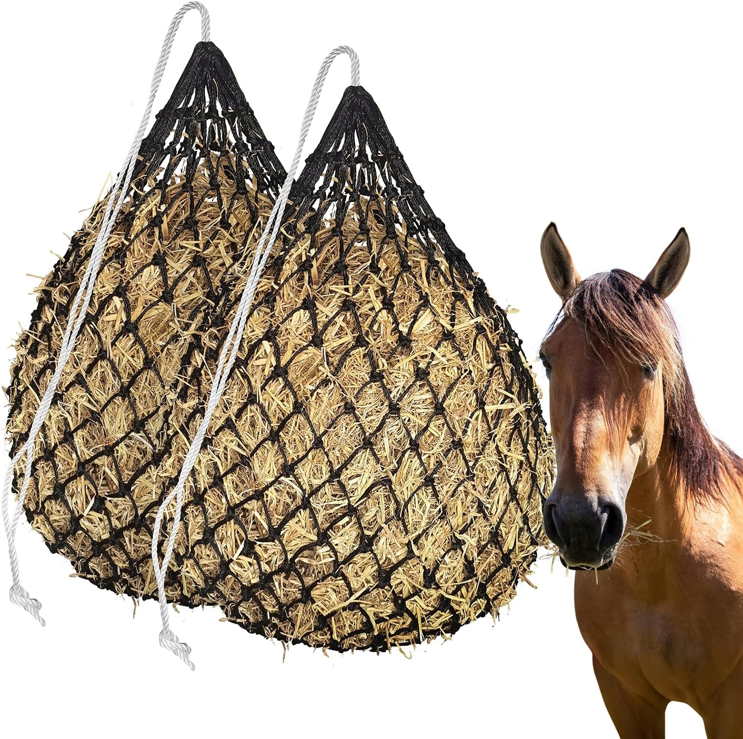 2 PCS Slow Feed Hay Net for Horses Designed with 1.75 in, 36 Inch