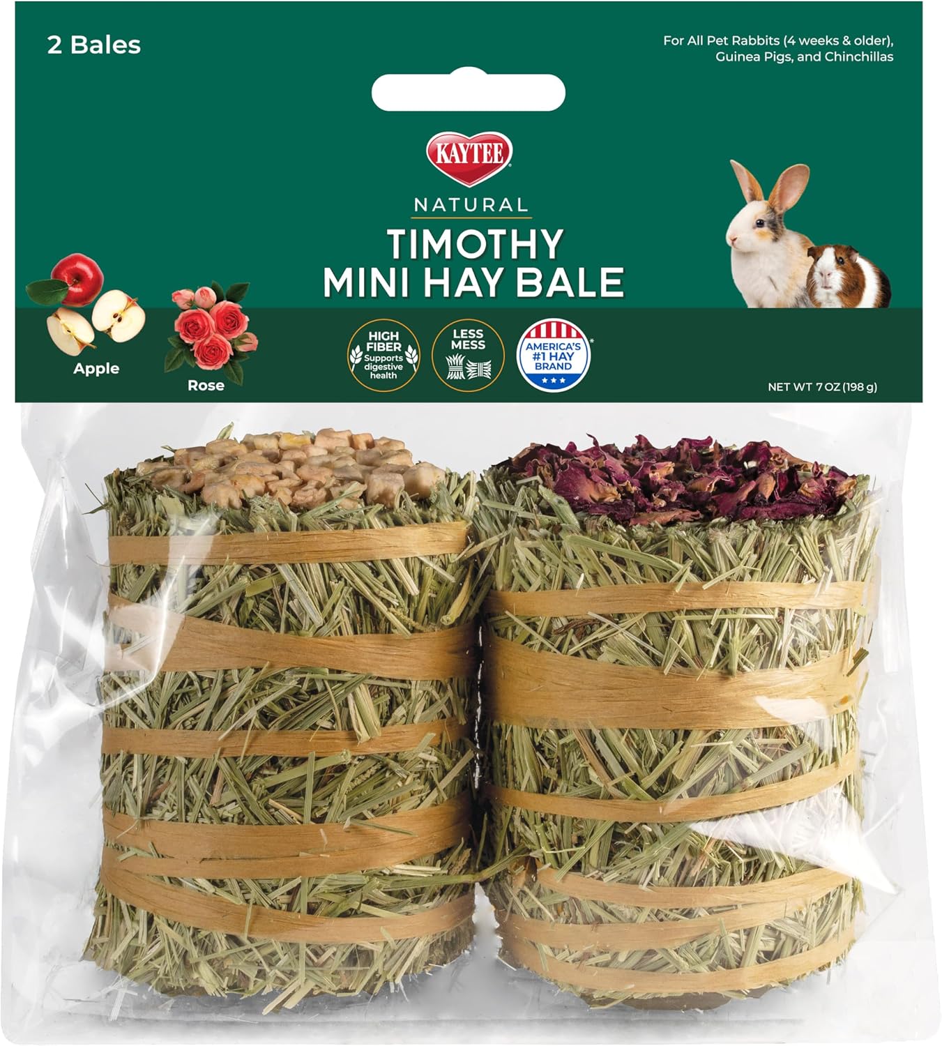 Kaytee Field+Forest Mini Hay Bales Apple and Rose 2 Pack 7 Ounces