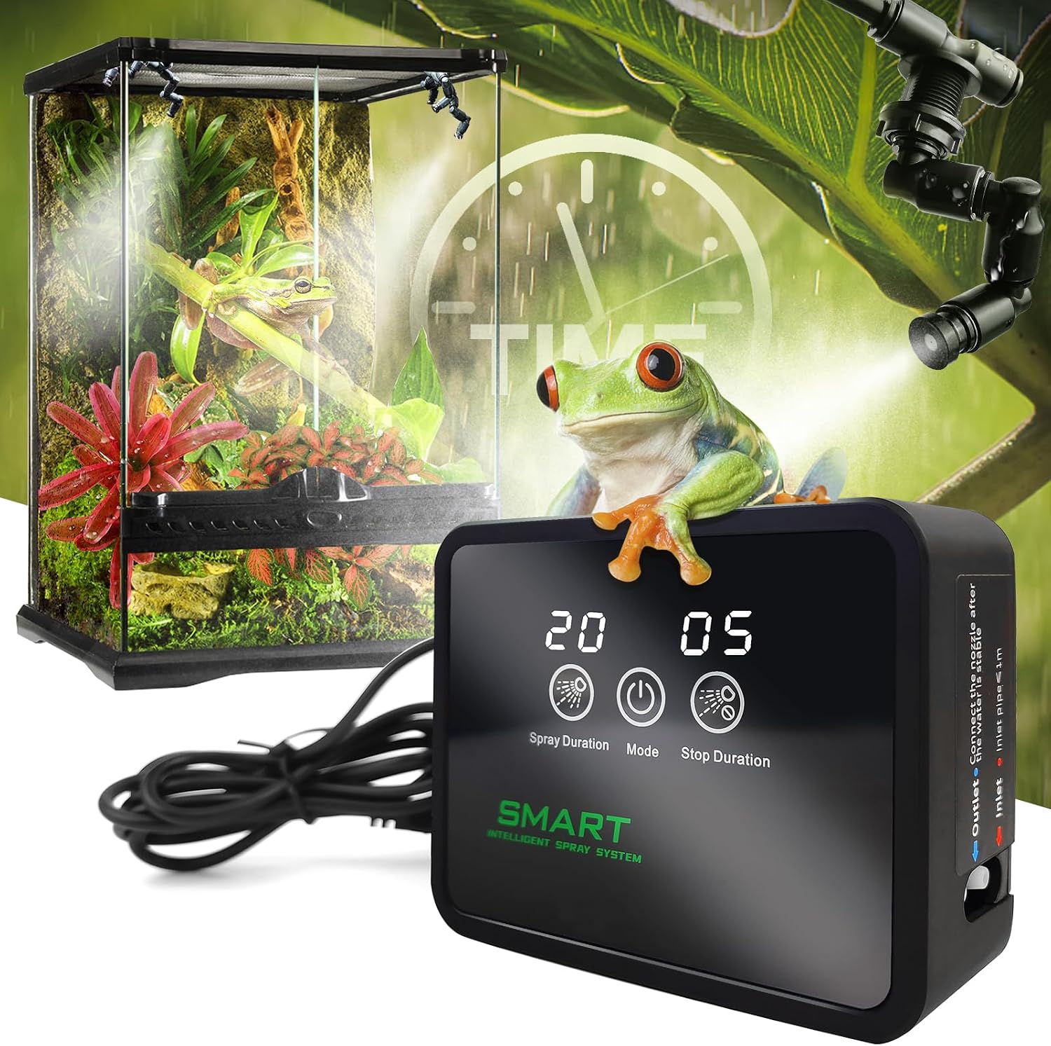 MYGIIKAKA Reptile Fogger Automatic Reptile Mister Fogger for Terrarium, Timed Terrariums Humidifiers for Chameleon/Lizard/Snake/Turtle/Frog