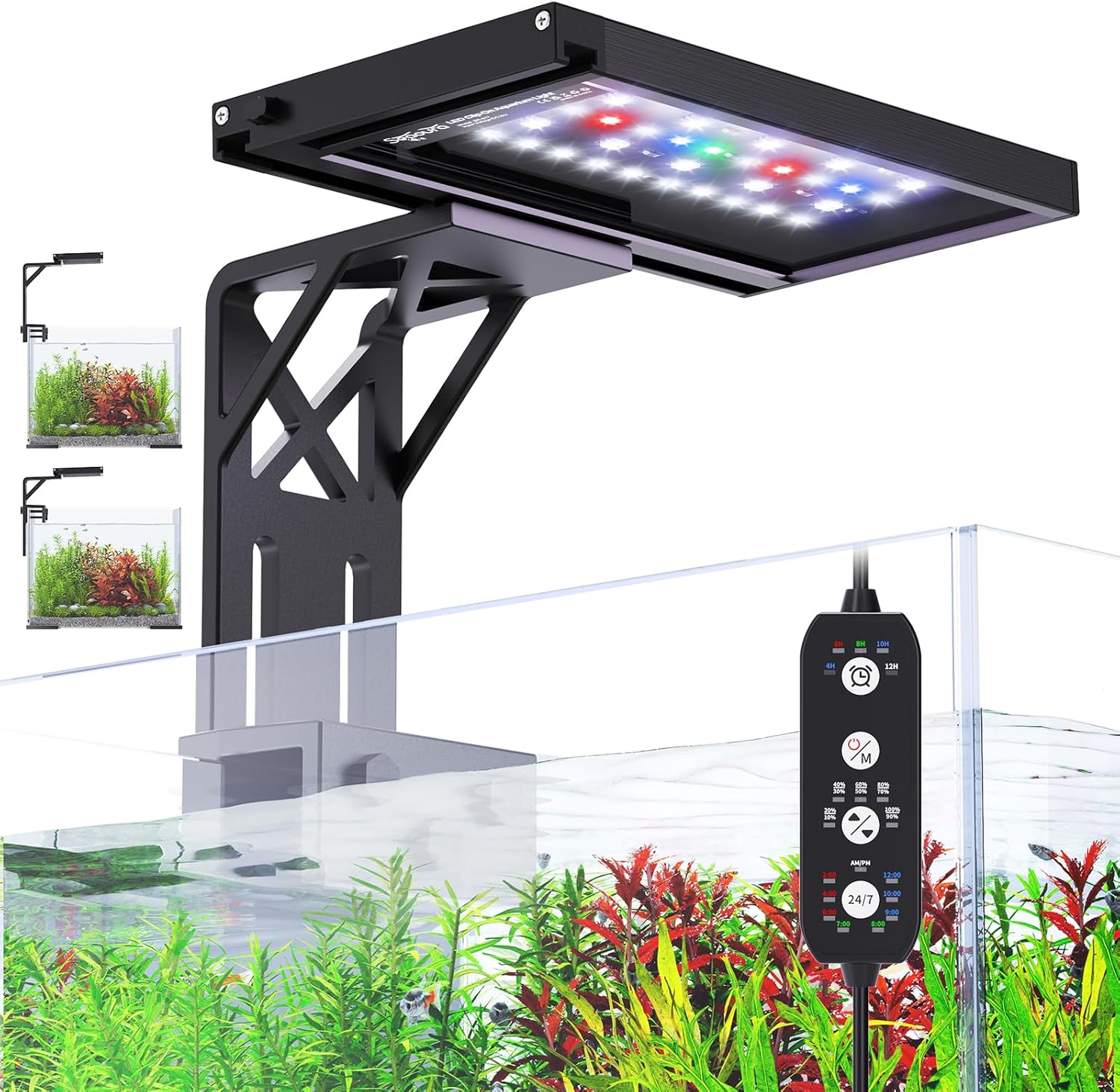 SEAOURA Clip On Aquarium Light for Plants-24/7 Fish Tank Light, 7-12 Inch