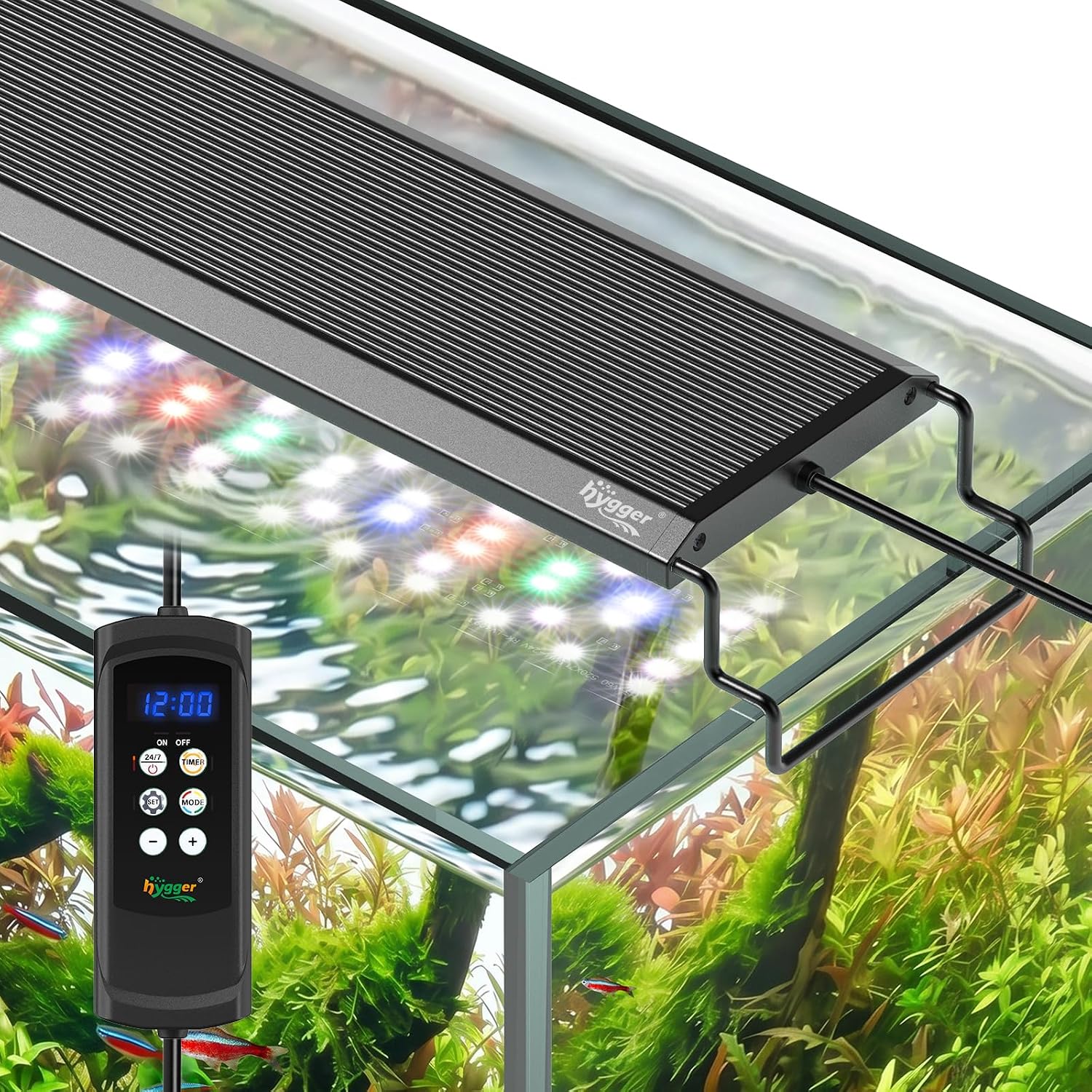 hygger Aquarium Light, 40W Full Spectrum Fish Tank LED Light, 24/7 Remote Control Adjustable Timer, Brightness and Color, Extendable Bracket, Power-Off Memory Plant Growth Lamp, Fits 30-36 Inch Tank