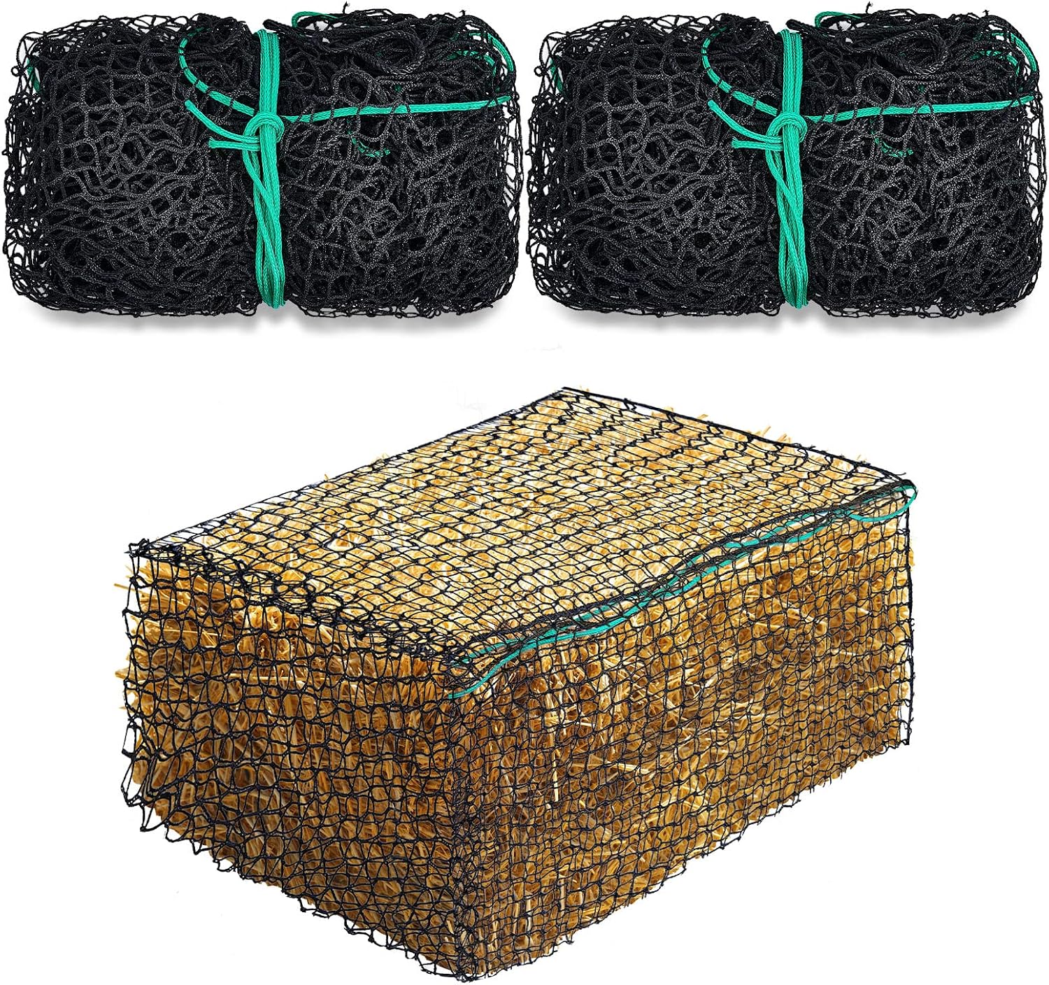 Riakrum 2 Pcs 47 x 20 x 20 Inch Large Square Bale Hay Net Horse