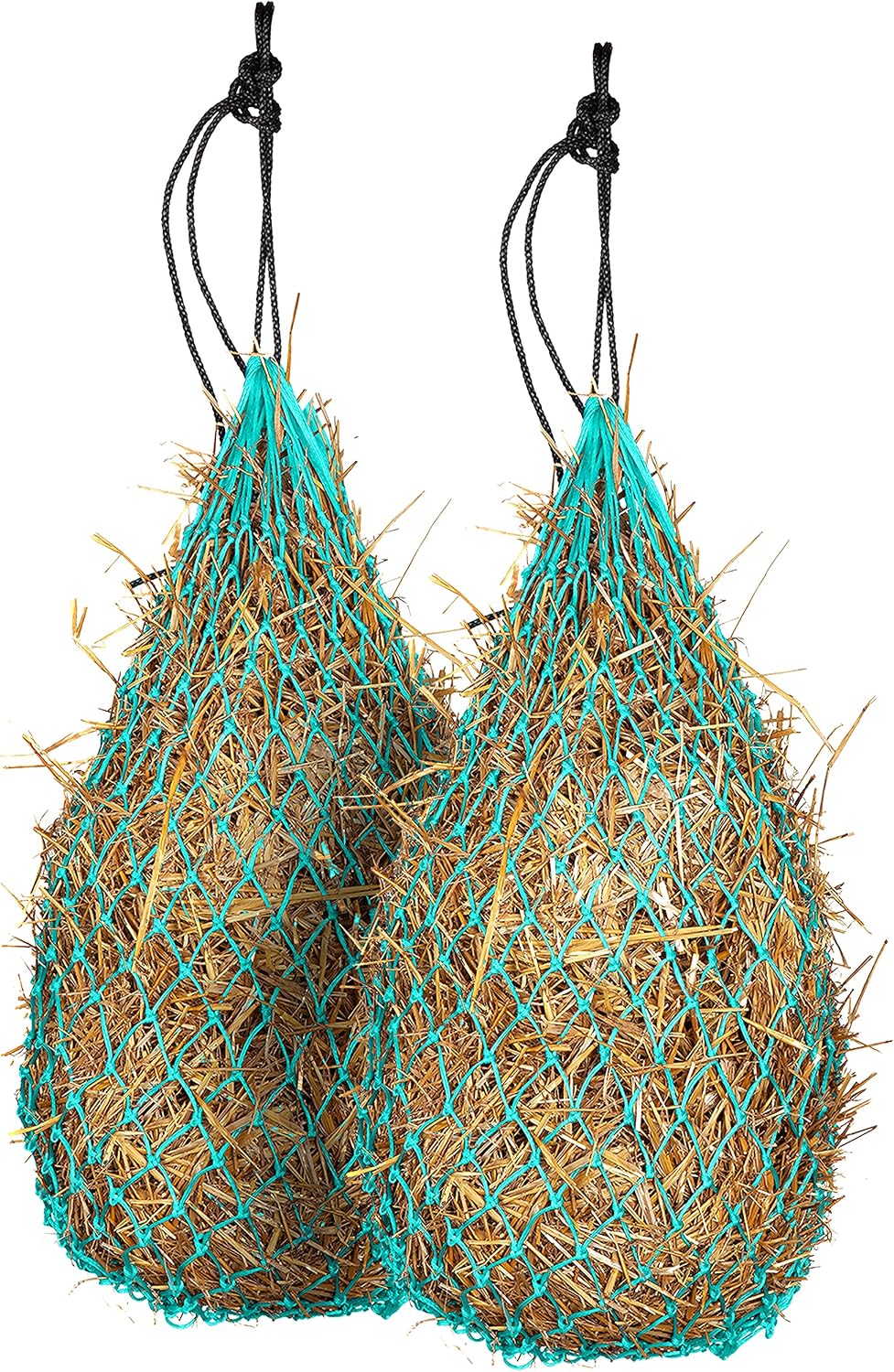Majestic Ally 2 pcs Slow Feed 42” Hay Net for Horses, Strong Small 2×2” Holes, Nylon Rope Hanging, Adjustable Travel Feeder for Trailer and Stall, Simulates Grazing, Reduce Waste