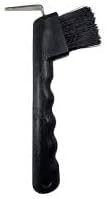 MPMH Ergonomic Horse Hoof Pick Brush with Heavy-Duty Rust-Resistant Steel Pick and Durable Nylon Bristles – Ideal for Hoof Care, Easy to Clean (Black)