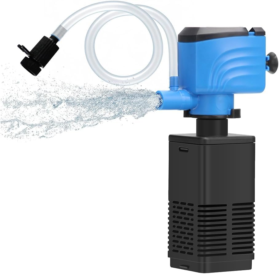 DaToo Aquarium Filter 5-15 Gallon Fish Tank Filter 120GPH Powerful Pump for Aquariums Adjustable Air Flow Submersible Internal Aquarium Filters for Pond Wavemaker Air Supply Freshwater and Saltwater