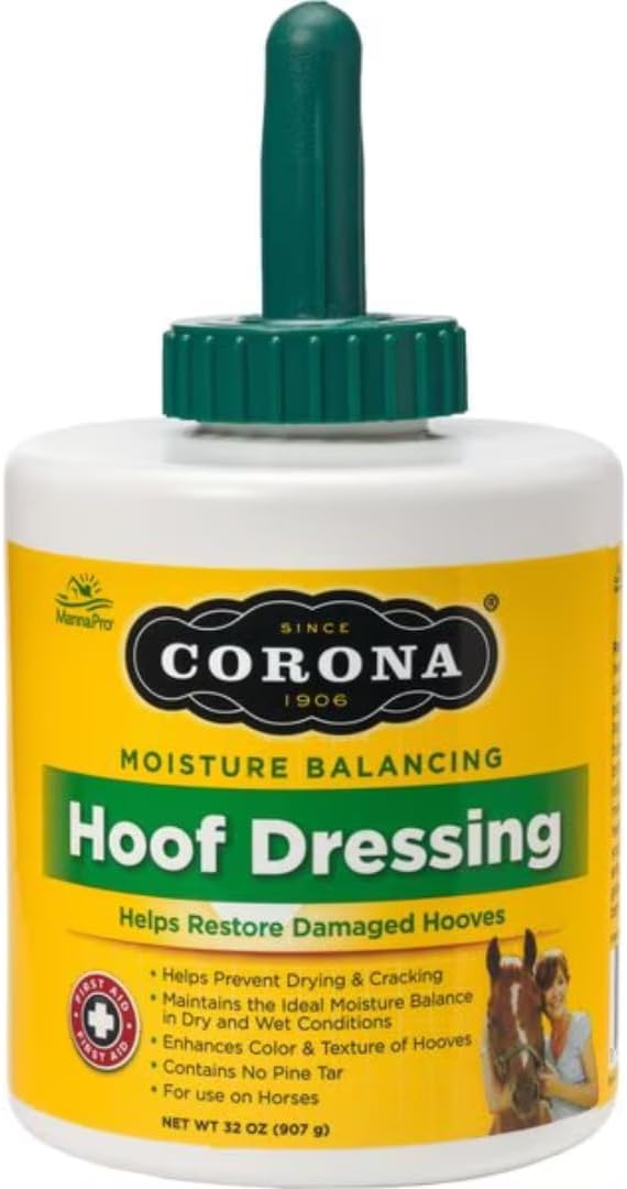 Corona Hoof Dressing with Brush 32oz Lanolin-Rich Conditioner for Horses