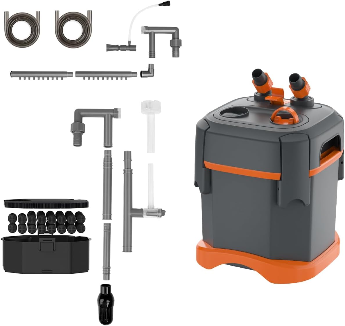 External Canister Filter, Ultra‑Quiet Aquarium Water Circulation Filter with Complete Filter Media Kit, Freshwater & Saltwater Fish Tank Filter for 10‑20 Gallon Aquariums （CY‑610）
