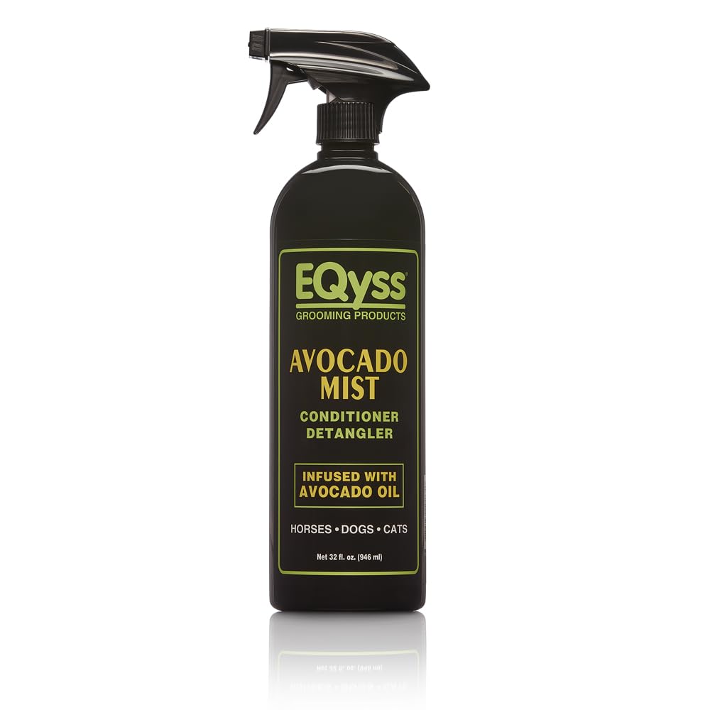 EQyss Avocado Mist Equine Coat Conditioning Spray – Horse Detangler, Reduces Breakage, Enhances Shine, Repels Dust & Dirt, Anti-Static (32 oz)