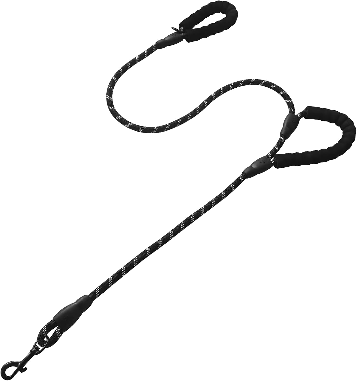 Double Handle Dog Leash – Heavy Duty Reflective Rope with Extra Padded Handles, Bonus Poop Bag Dispenser, 5FT & 6FT Options for Medium & Large Dogs – No-Pull, Training Lead (Black, 5 ft)