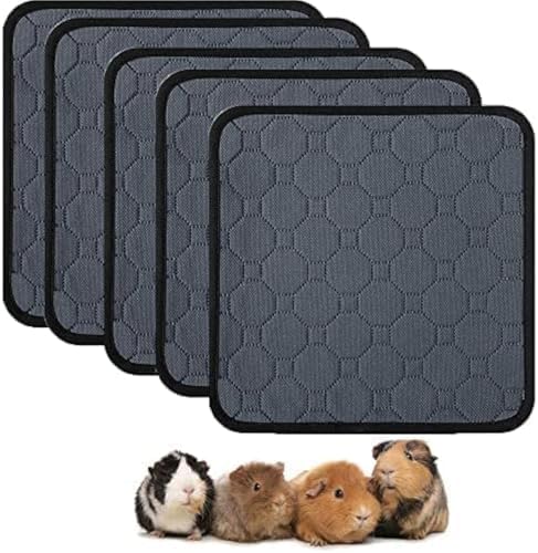 5 Pack Guinea Pig Cage Liners,Guinea Pig Fleece Cage Liners12 X 12″ Super Absorbent Washable Pee Pads Reusable for Rabbit Hamster Chinchilla