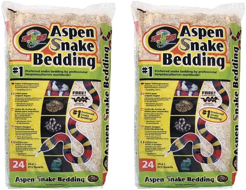 DBDPet (2 Pack) Aspen Snake Bedding – 24 Quart Bags – Perfect Bedding for Snakes – Includes Pro-Tip Guide