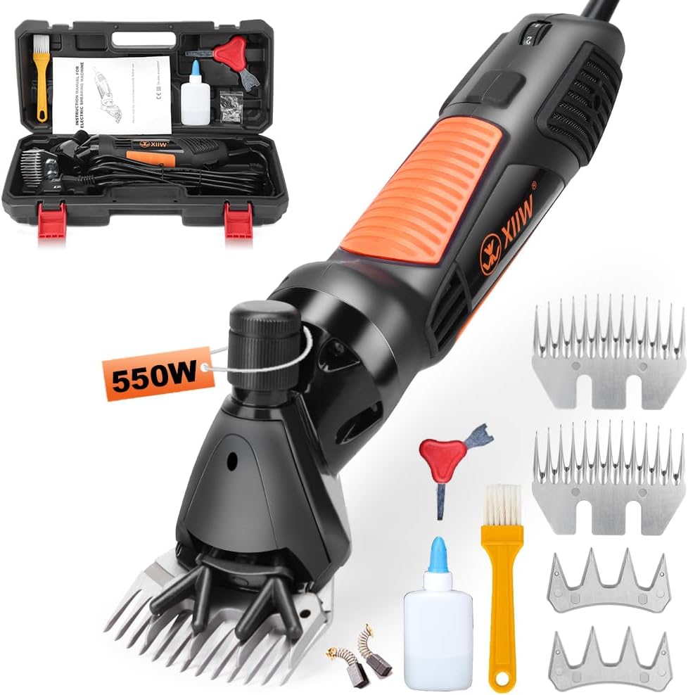 XIIW Sheep Shears 550W, Professional Electric Sheep Clippers, 6 Speeds