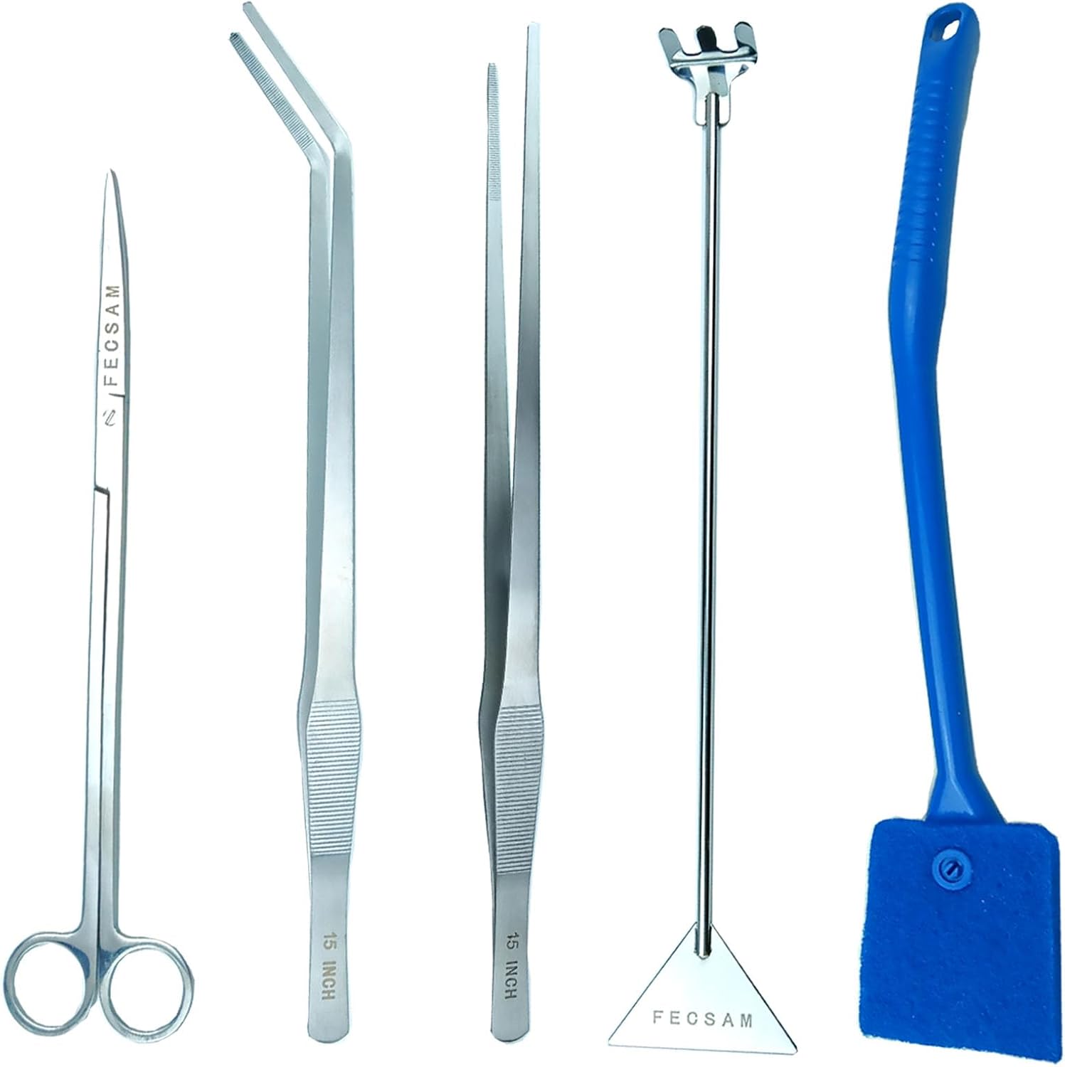 15 Inch Aquascaping Tools Kit – Tweezers Scissor Algae Scraper Rake Spatula