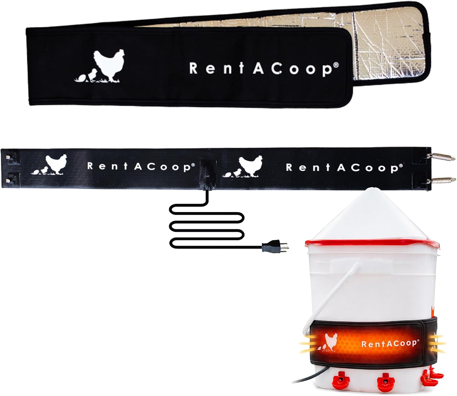 RentACoop LG Thermo Bucket Belt Chicken Waterer Heater with Insulated Wrap