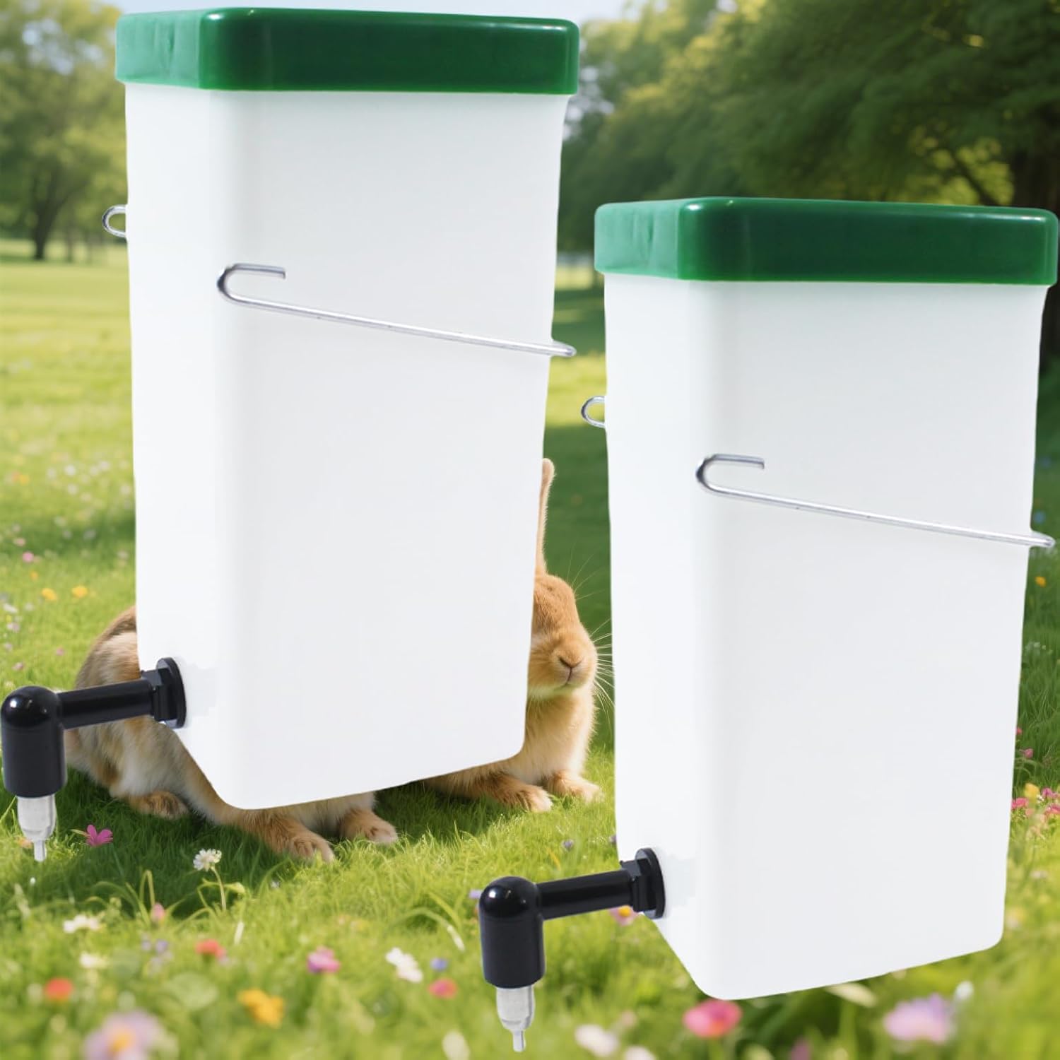 2Pack Rabbit Water Bottle for Cage, 32oz Small Animal Water Dispenser Water Bottle for Small Pet/Bunny/Ferret/Hamster/Guinea Pig/Rabbit/Chinchilla/Mouse/Rat/Gerbil (Clear, 2 Pack 32 Ounce)