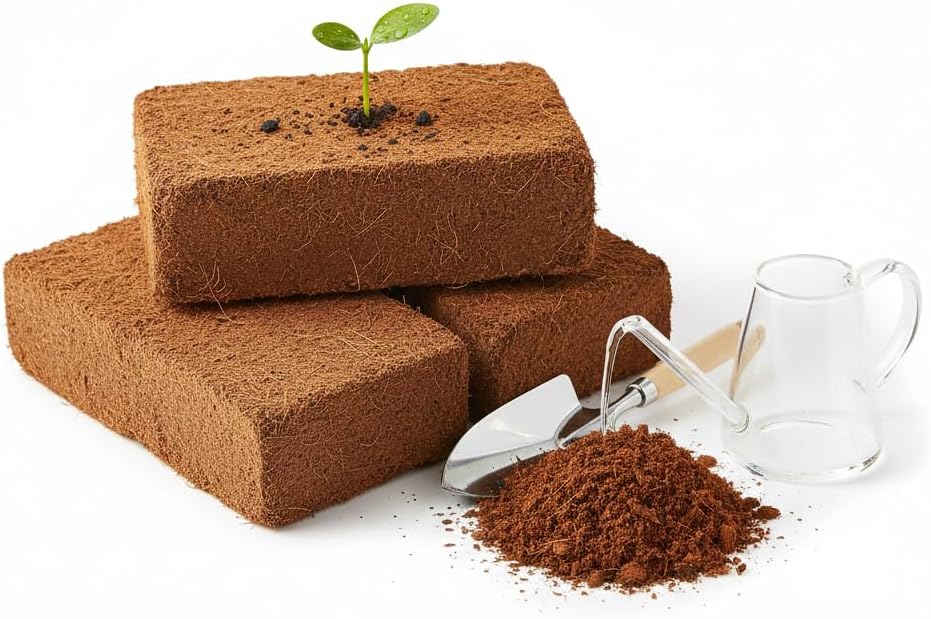 Organic 3 Pack Coco Coir Bricks – 100% Natural Coconut Fiber Substrate for Reptile Bedding, Seed Starting, and Hydroponics – Expandable Bioactive Soil Amendment