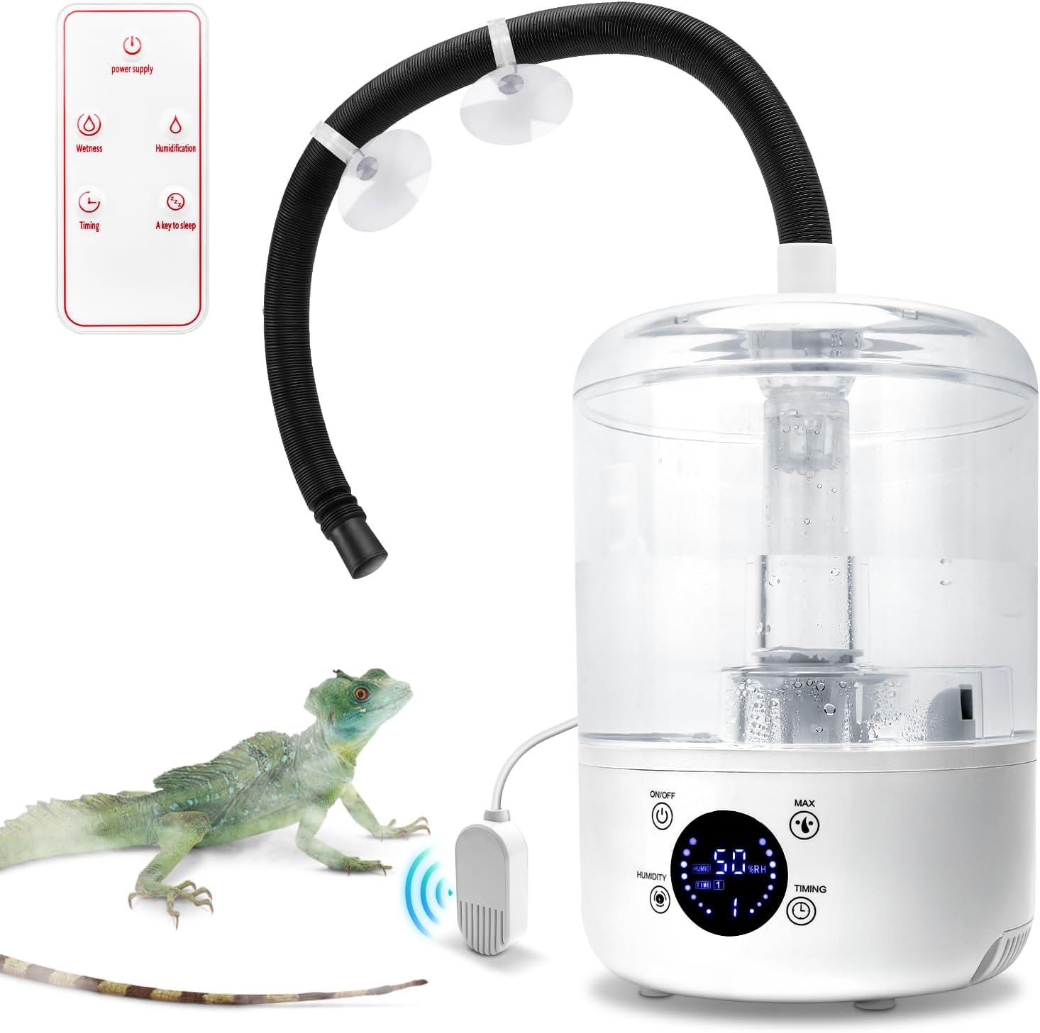 4L Reptile Humidifier Fogger, Humidity Sensor, Timing System, 3 Mist Levels