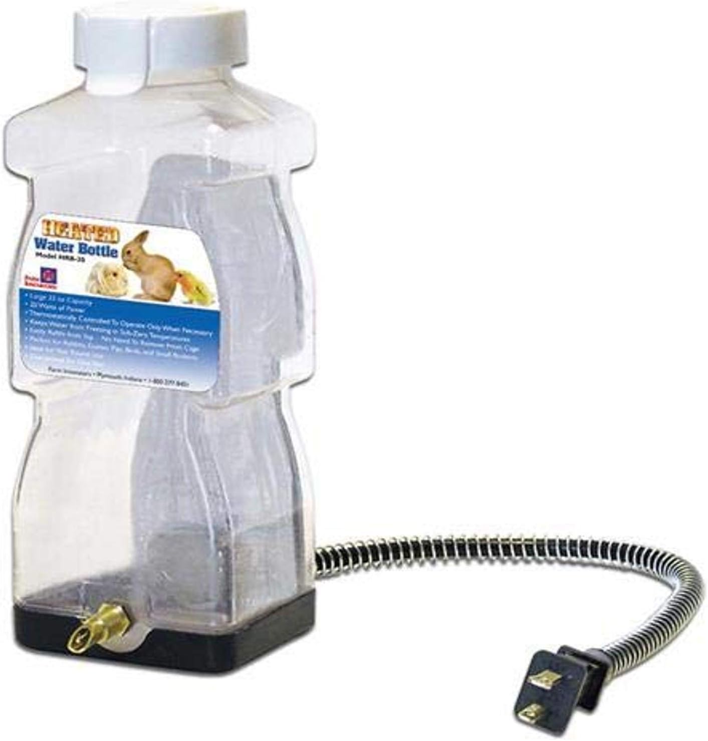 Farm Innovators HRB-20 Heated 32-Oz Water Bottle for Rabbits, Small Animals