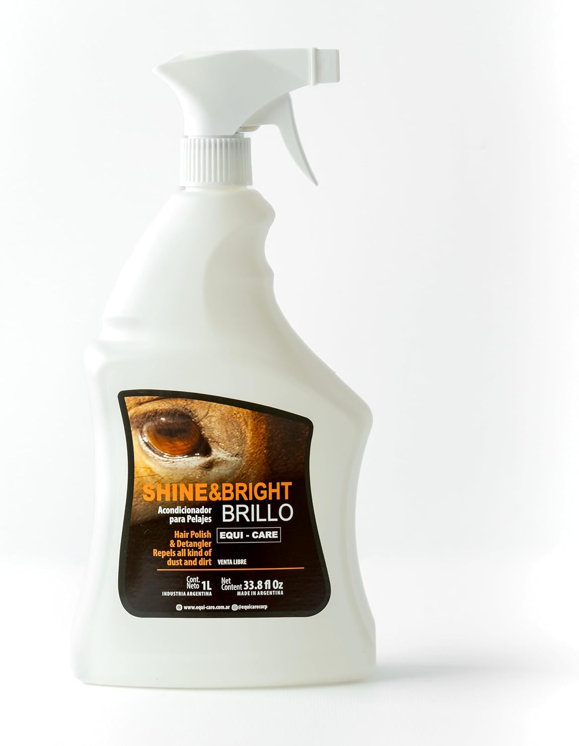 Equi Care Shine & Bright. Ultimate Shine and detangler Spray for Your Horse’s Mane, Tail and Coat. Remove Knots, Reduces Hair Breakage, Leaves Hair Soft and Shiny. (34 fl Oz)