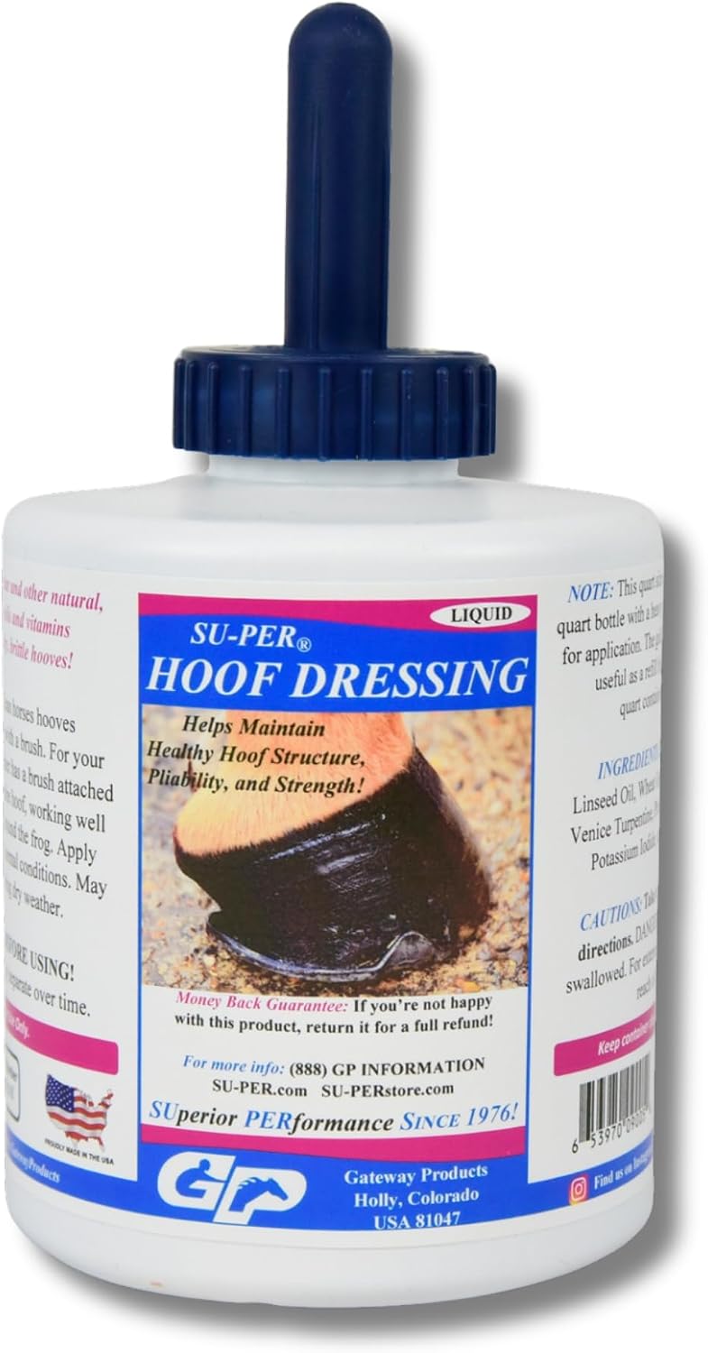 SU-PER Hoof Dressing for Horse Hooves, 1 Quart with Brush