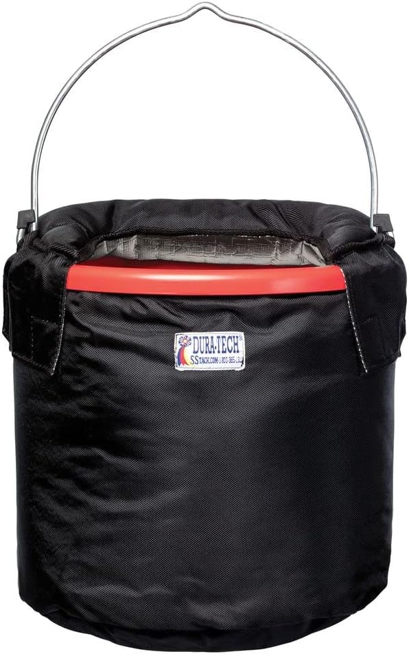 Dura-Tech Insulated Bucket Wrap for Horses |No More Frozen Buckets | Fits 18-20qt Buckets | Tough 1680D Outer | 500g Fill Insulation | Top Lid with Drinking Hole