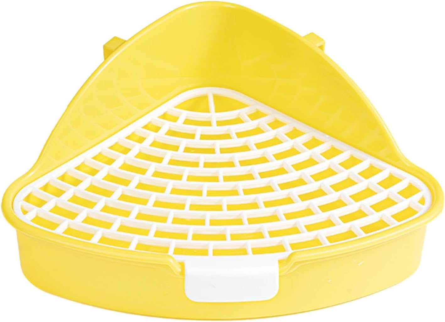 Corner Litter Pan for Small Animals, 9.76 x 4.13 in Cage-Mounted Potty Tray with Removable Grid for Hamsters, Guinea Pigs and Bunnies