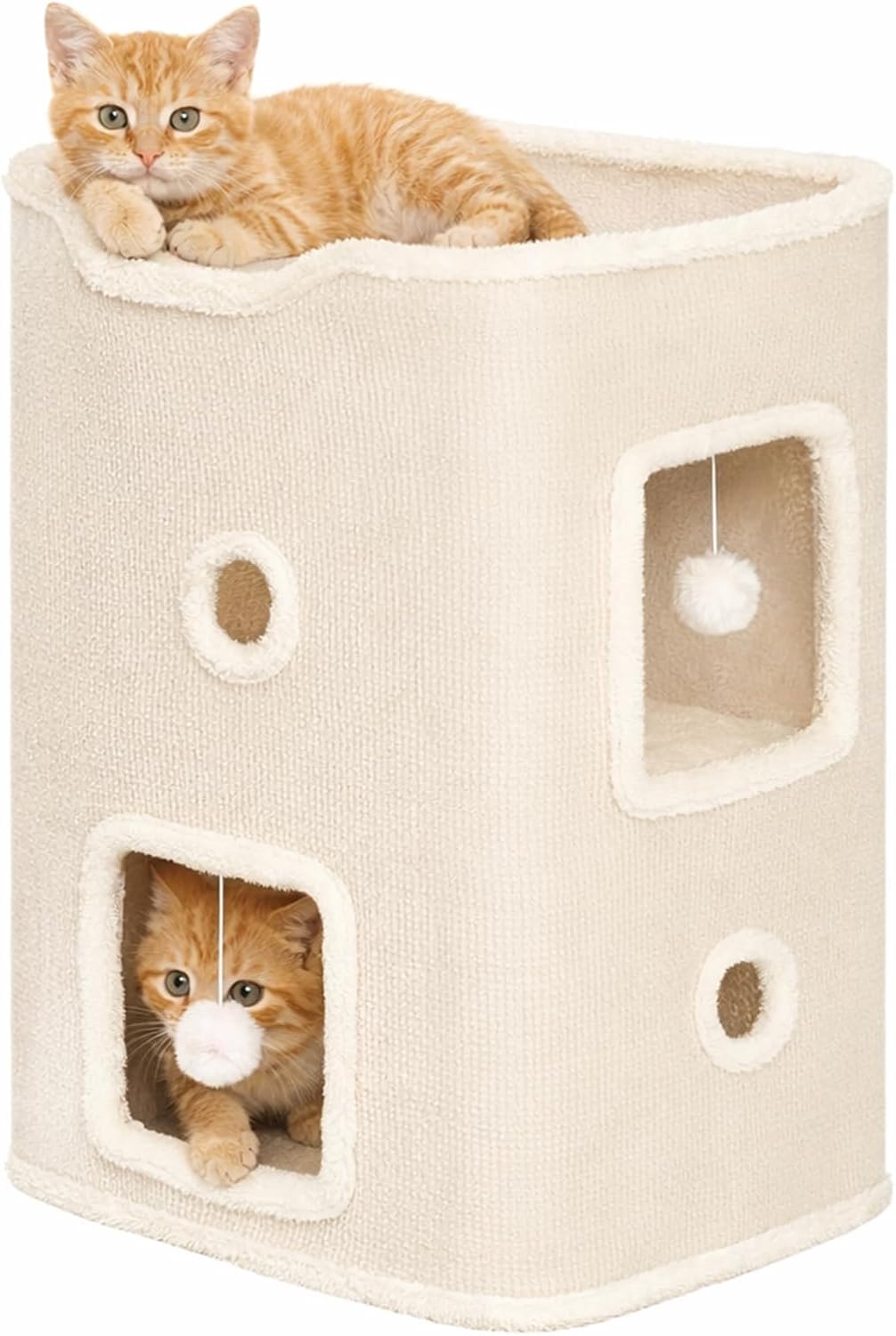 Cat House, Cat Beds for Indoor Cats, 2-Story Cat Condo Cube