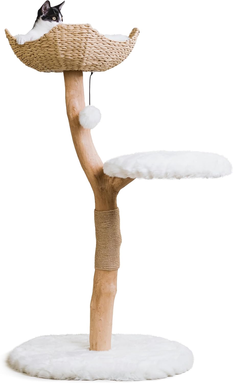 Mau – Modern Wood Cat Tree Tower with Scratching Post, Aesthetic Cat Condo