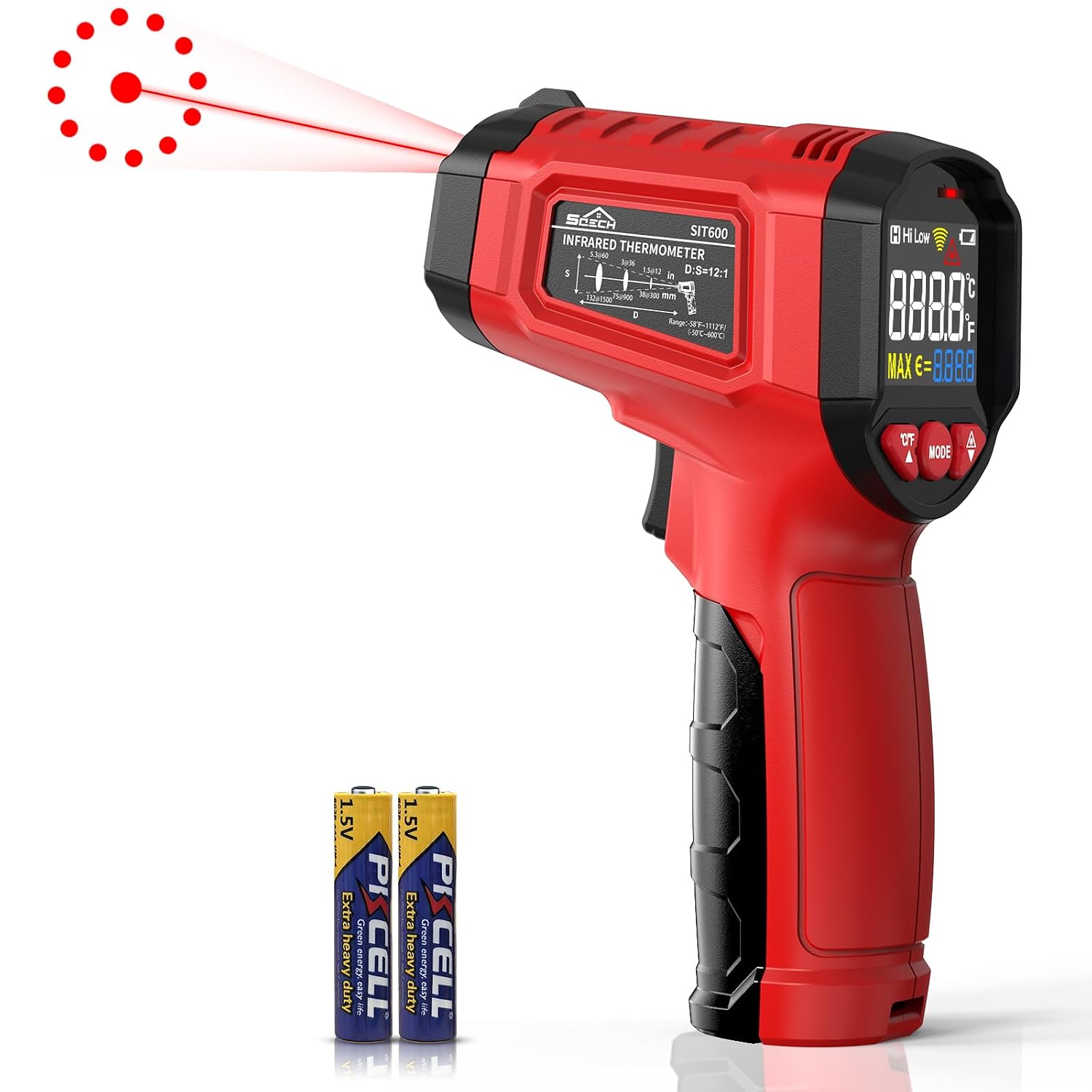 Temperature Gun, SQECH Laser Temp Gun, Digital Infrared Thermometer Gun Red