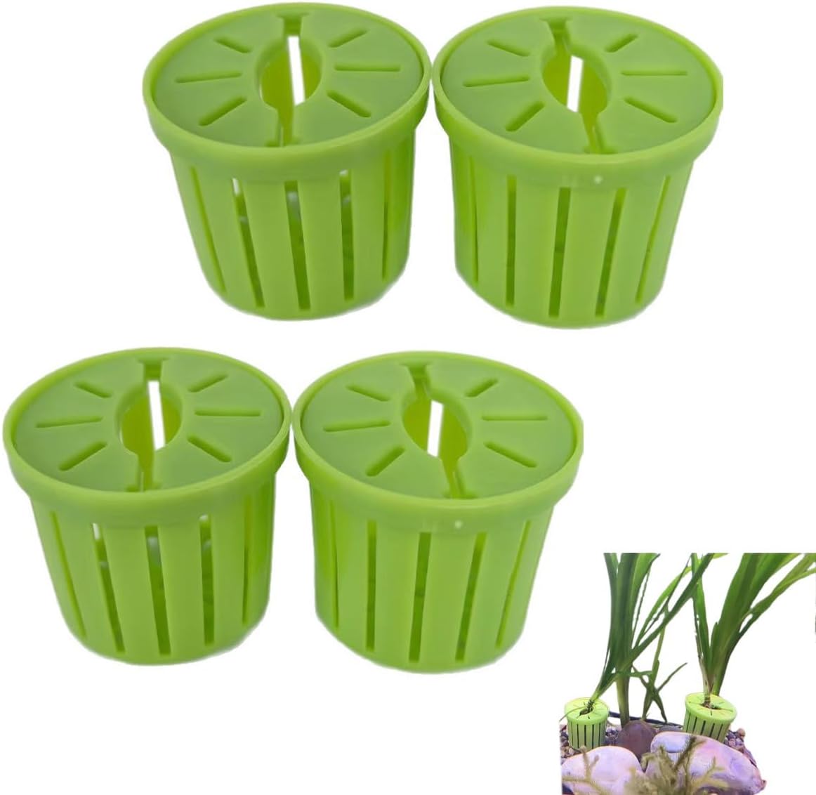 4 Pack Aquarium Plant Holder Fish Tank Plants Pots Anti-Floating Aquarium Plant Weights Aqua Soil Container for Echinodorus Bleheri Live Freshwater Plants Substrate Tabs Fertilizer Stratum