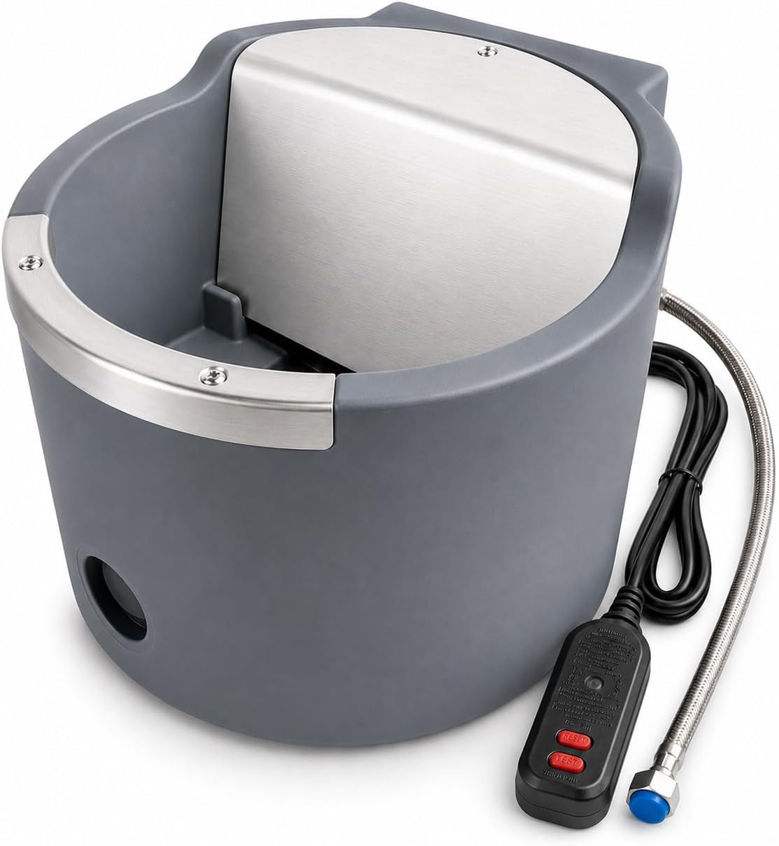 Automatic Heated Water Bucket for Horse, 4 Gallon 150W Thermostatic Livestock Waterer with Float Control, Drain Hole, Anti-Chew Metal Rim & GFCI Safety Plug for Horses, Cattle, Goat