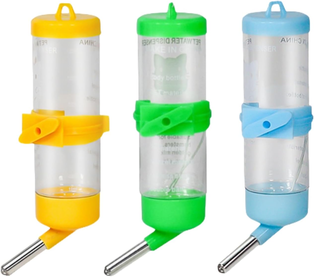 3 PCS 8.45 oz Hamster Water Bottles, No Drip Hanging Small Animal Drinking Bottles,Cage Water Bottles for Hedgehog/Squirrel/Hamster/Gerbil/Guinea Pig/Rabbit