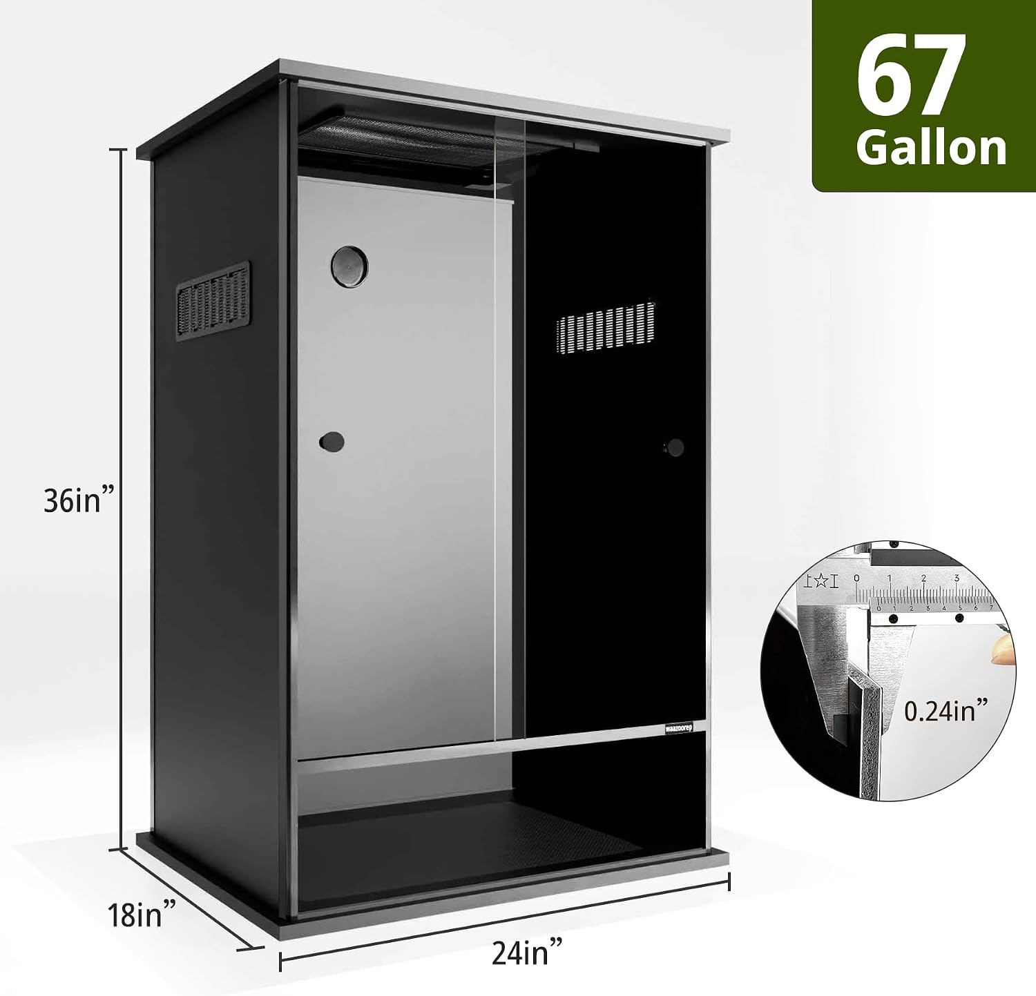 67 Gallon Tall PVC Reptile Enclosure,24″x18″x36″ Reptile Tank Large Terrarium for Arboreal Reptile,Snake,Ball Python,Gecko,Frog,Lizard,Chameleon with Front Sliding Door,Screen Ventilation