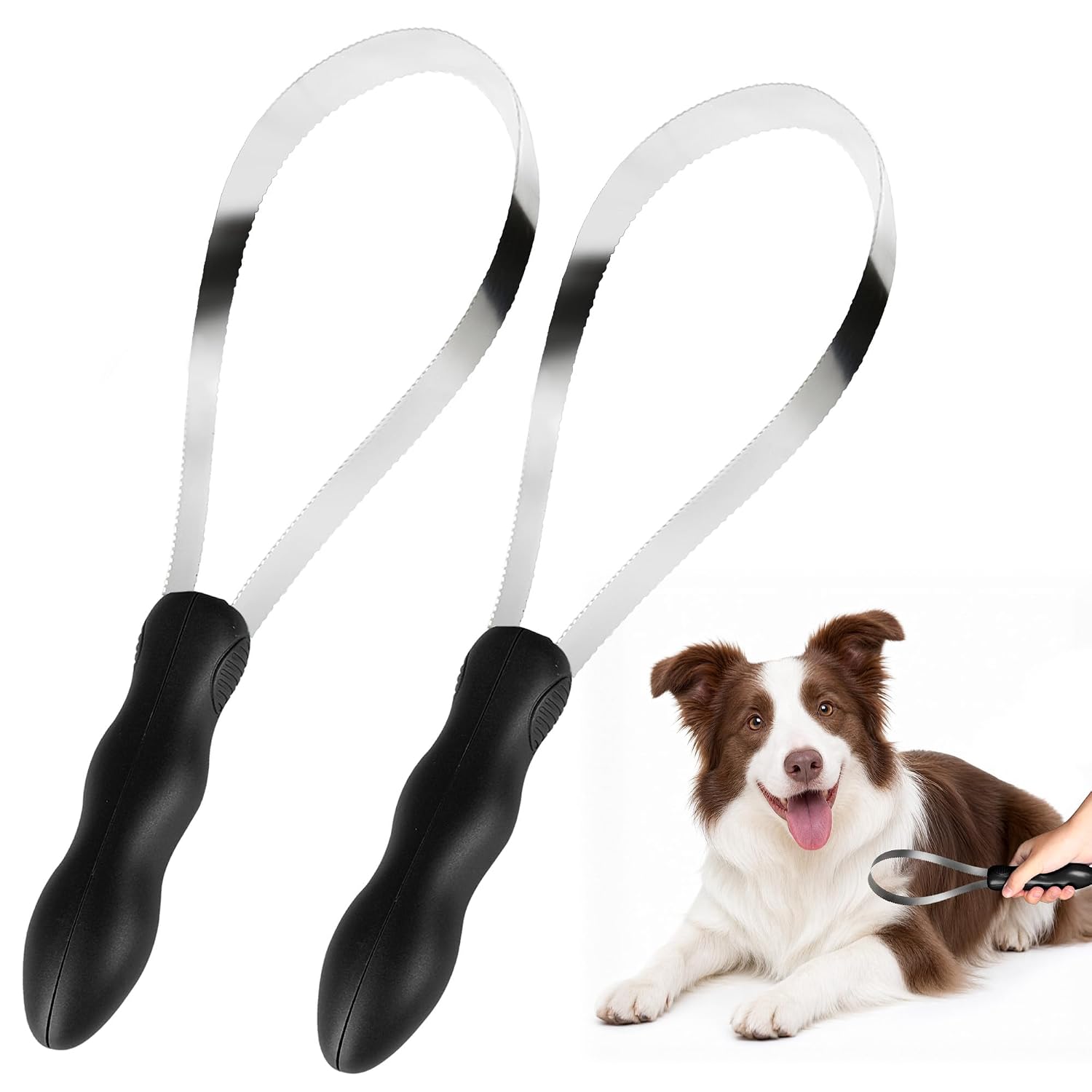 Dual-Sided Shedding Blade Dog Hair Brush（Black 2 Pcs）
