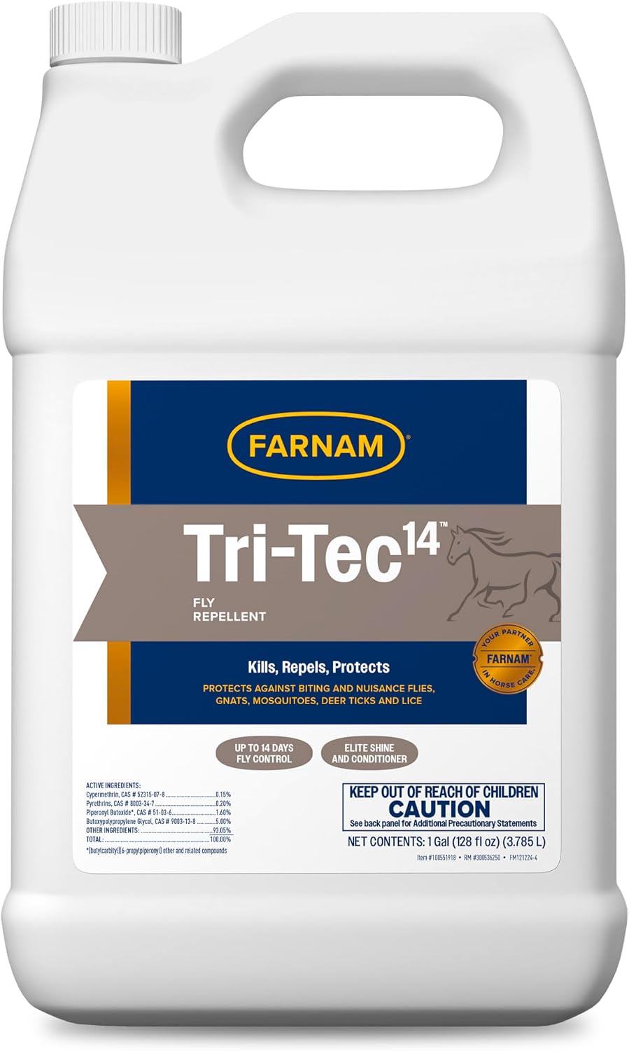 Farnam Tri-Tec 14 Fly Spray for Horses, Protects for Up to 14 Days, 128 oz