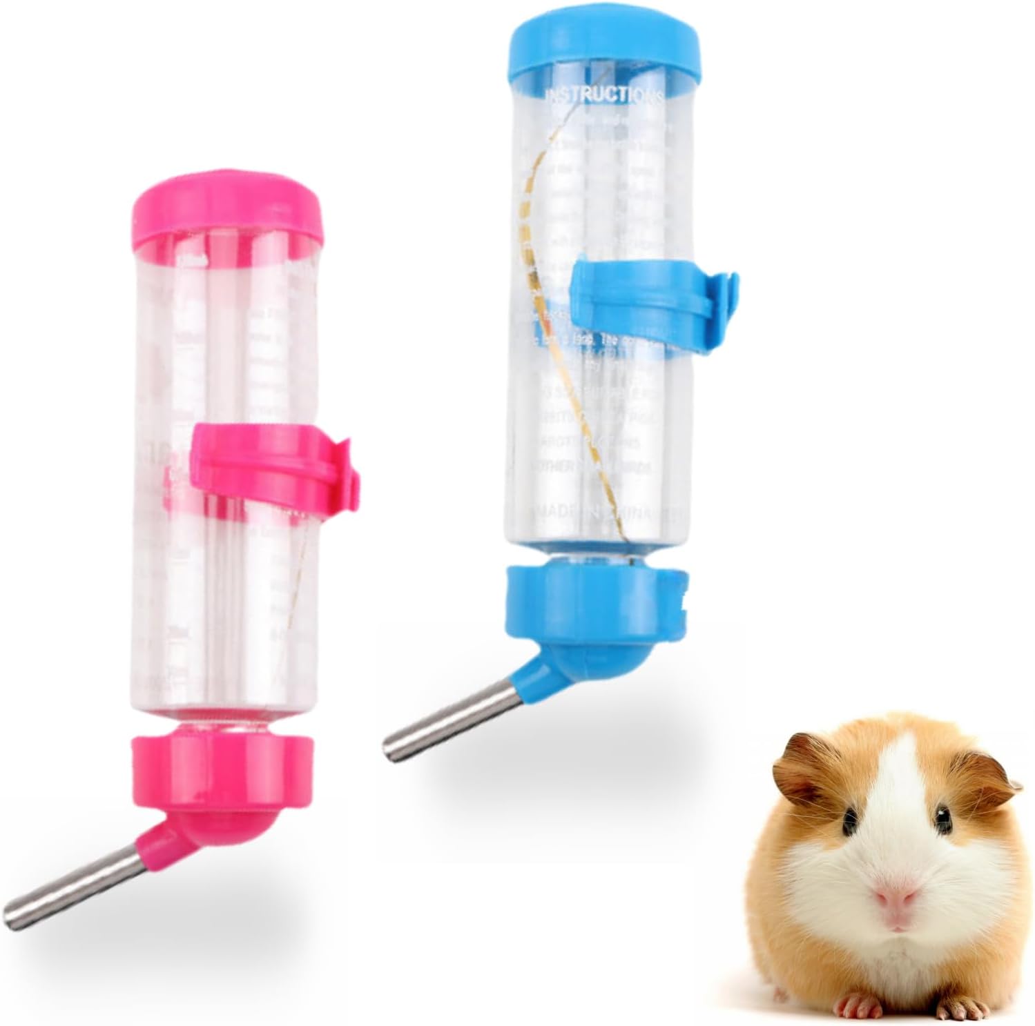 2 PCS Cage Water Bottle No Drip Small Animal Water Bottle Pet Water Bottle for Rabbit Guinea Pig Hedgehog Squirrel Hamster and Other Small Animals