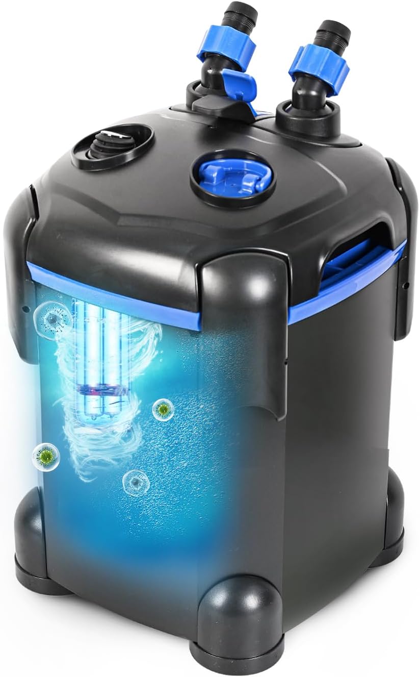 AMOSIJOY Ultra-Quiet Canister Filter for Large Fish Tanks and Aquariums