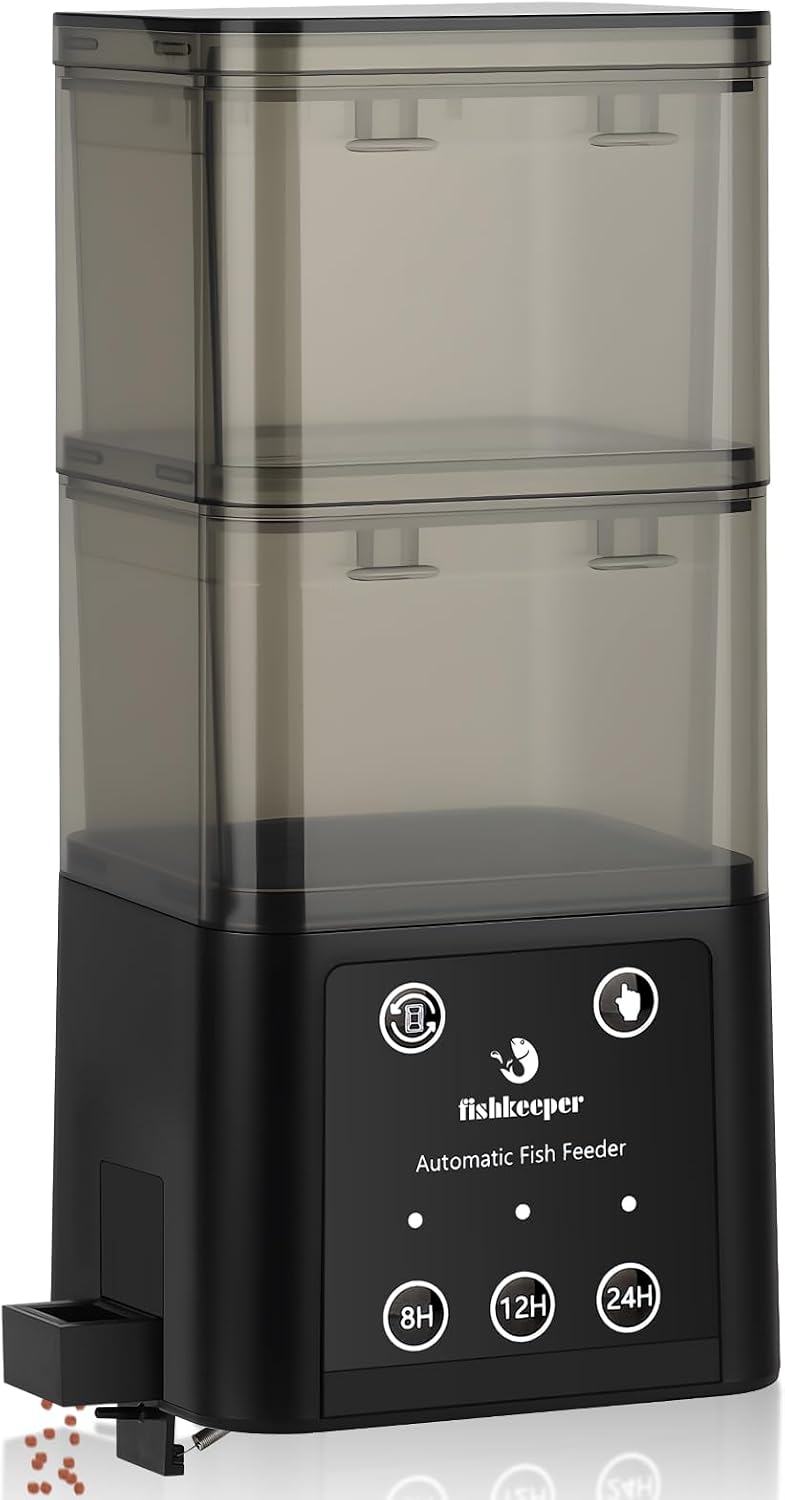 fishkeeper Automatic Fish Feeder for Aquarium, 520ML, 8H/10H/24H Timer
