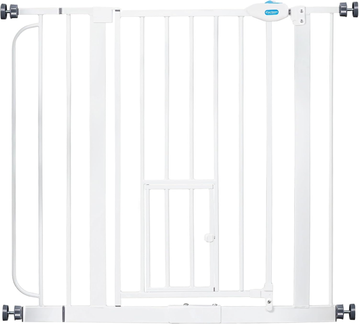 Carlson 29–36.5” Extra Wide Dog Gate with Small Pet Door, Walk-Through Pressure Mounted Metal Indoor Pet Safety Gate, Tested and Trusted by Pet Parents, American Designed, American Owned